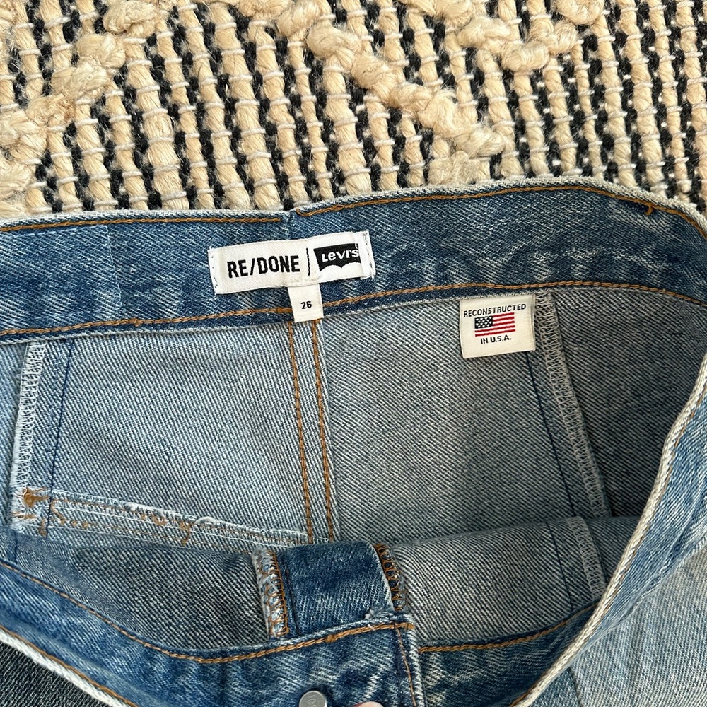 Re/Done High Rise Patchwork Jeans - Blue - Picture 5 of 16
